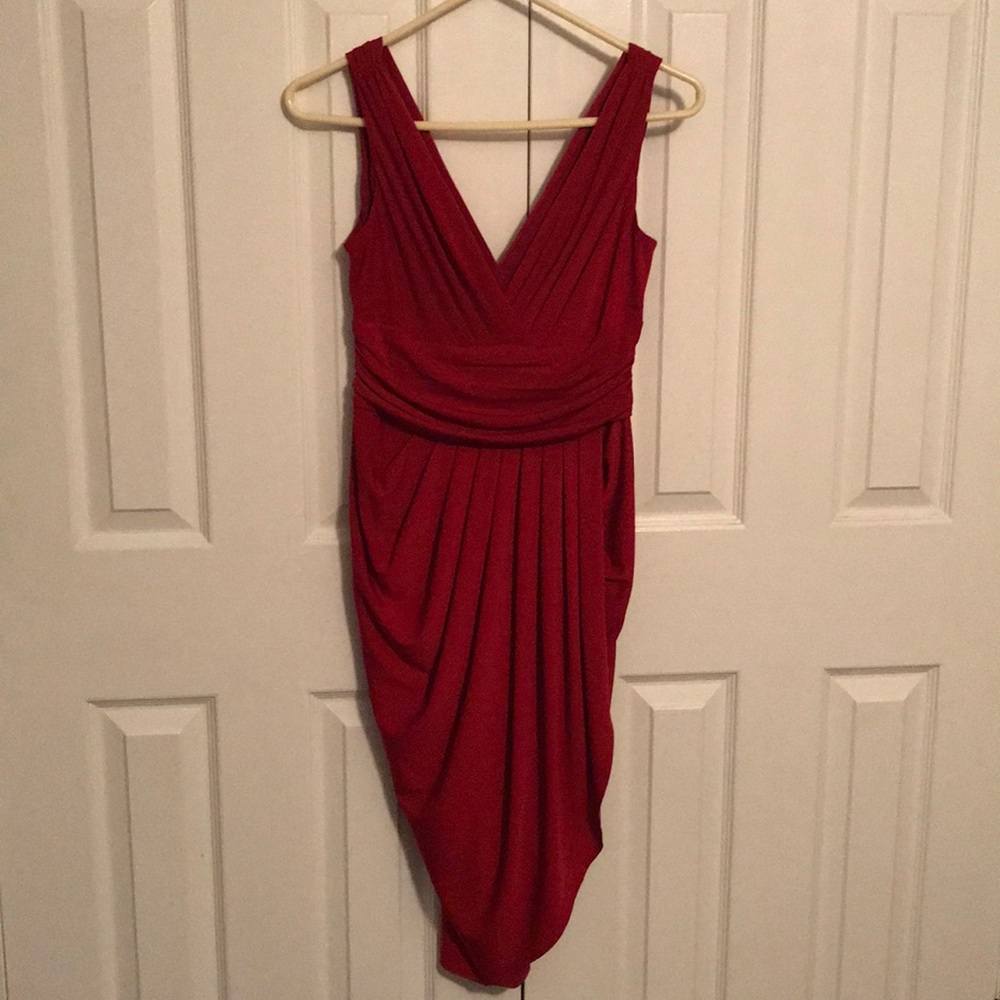 Beautifully Red Maggie London Drape Dress
